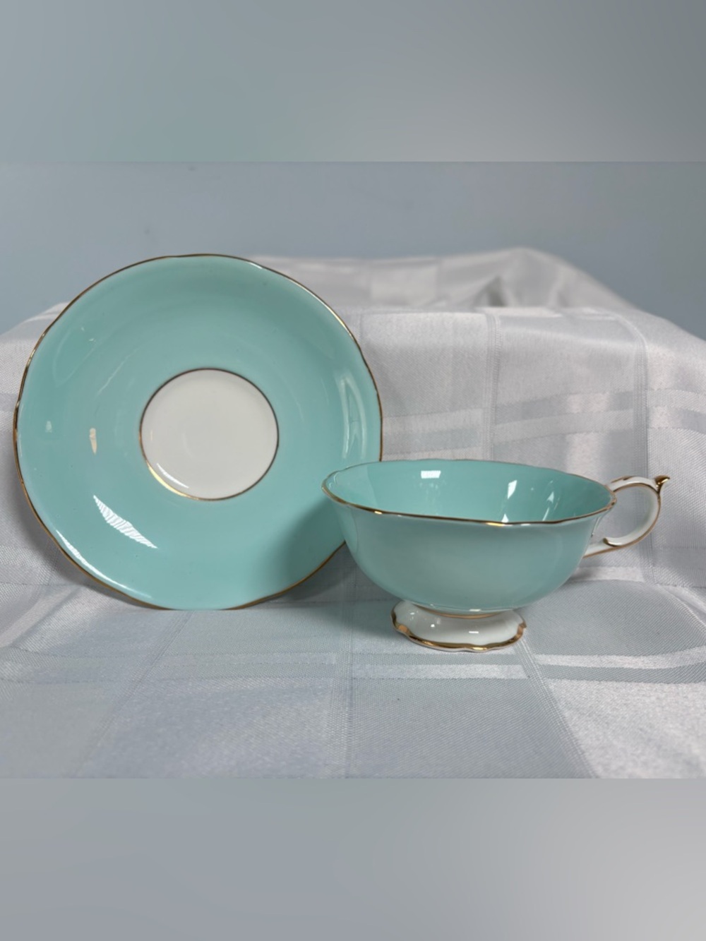 Vintage Paragon Double Warrant Tiffany Blue Teacup and Saucer